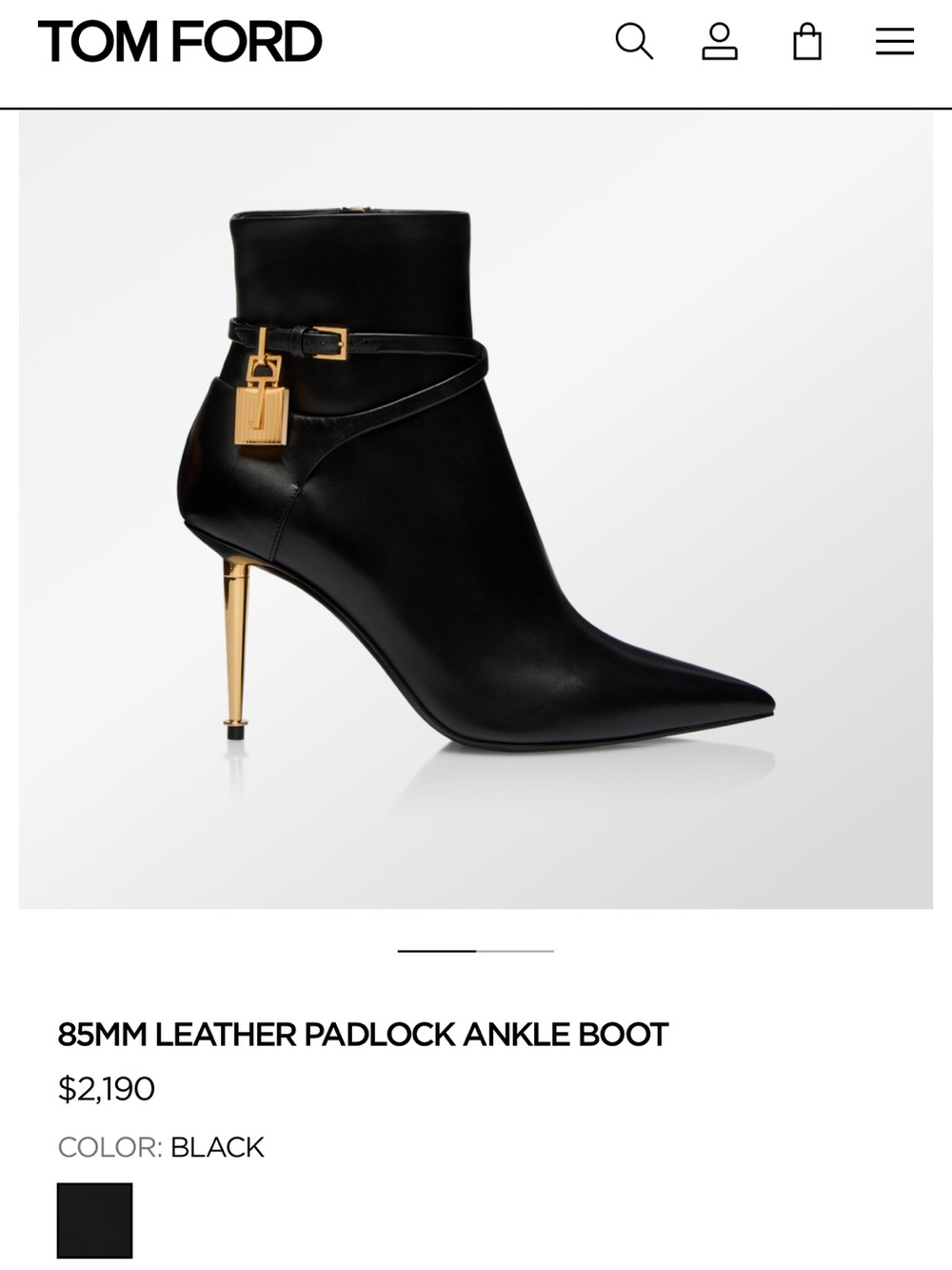 TOM FORD 85MM LEATHER PADLOCK ANKLE BOOT
